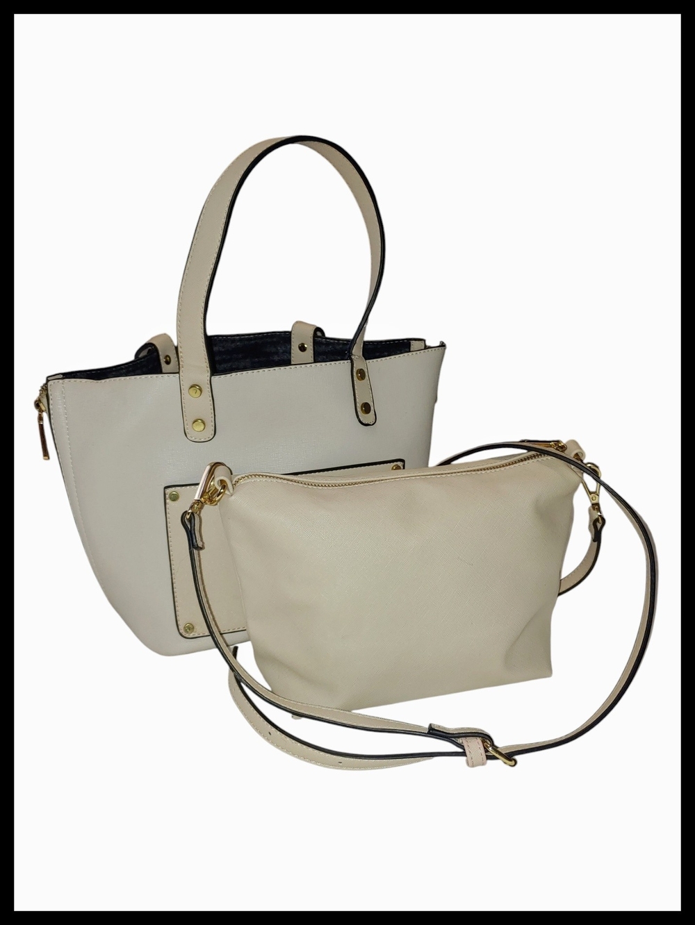 Cream Two-Piece Women's Tote & Purse Set - Picture 1 of 10